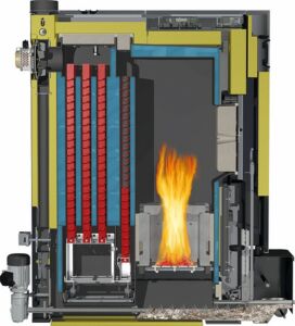 Bilde av flis og pellets kjele biovarme innvendig