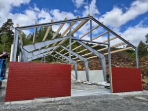 Lagerbygg i strålkonstruksjon hos Mats-Peder Hvambsahl i Skollenborg, Kongsvinger