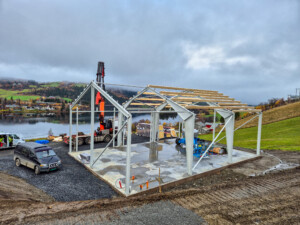 Lagerbygg hos Magne Stavenjord. Valdres, 2025. Fjøssystemer Bygg
